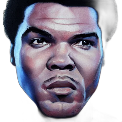 face, photorealistic, concept art, comic book art, cartoon, muhammad, ali, portrait transparent PNG cut-out