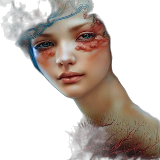 face, mask, creature, fantasy art transparent PNG cut-out