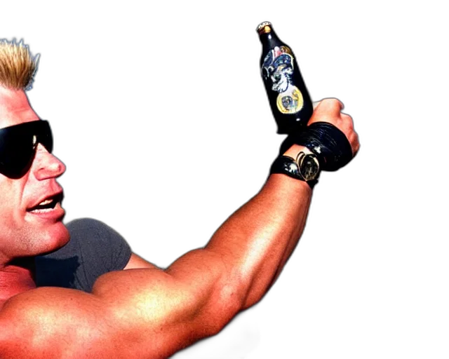 bottle, weapon, photorealistic, 3d render, duke, nukem, wearing, tank transparent PNG cut-out