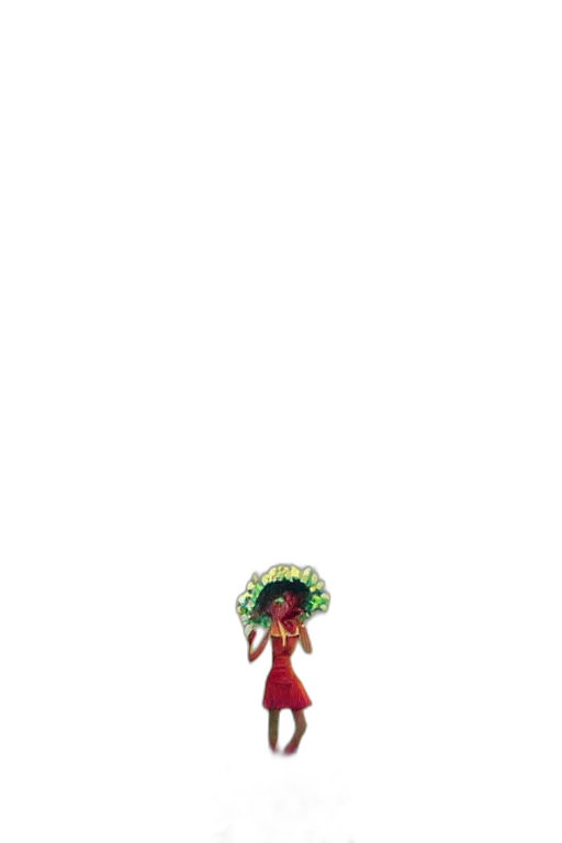 staff, flower, dress, hat, pixel art, concept art, 3d render, giant transparent PNG cut-out