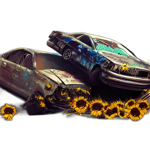 car, weapon, concept art, photorealistic, fantasy art, 3d render, golden, two transparent PNG cut-out