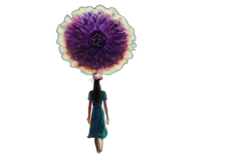 umbrella, flower, staff, crown, 3d render, concept art, fantasy art, photorealistic transparent PNG cut-out