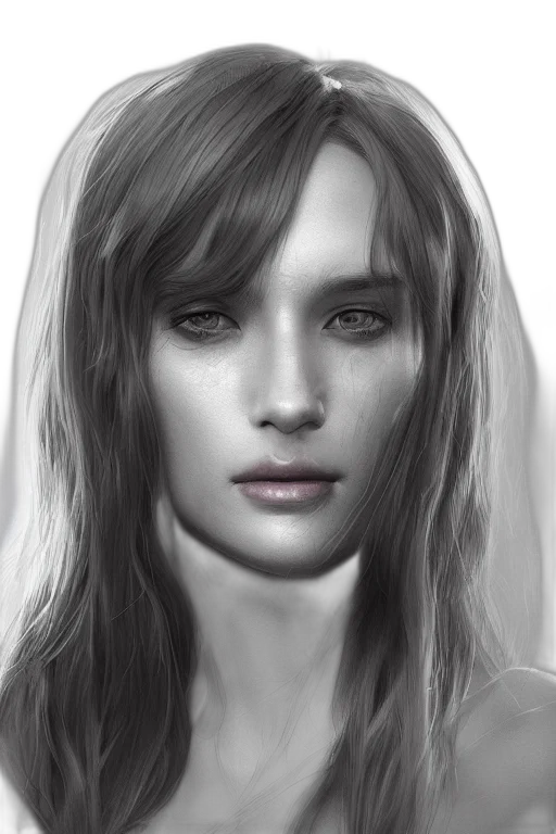 face, robot, hair, photorealistic transparent PNG cut-out