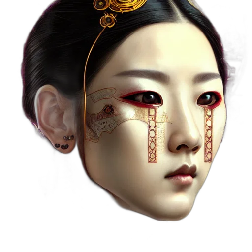 mask, face, jewelry, crown, photorealistic, fantasy art, concept art, 3d render transparent PNG cut-out