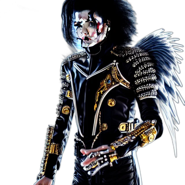 staff, jacket, sword, concept art, photorealistic, fantasy art, comic book art, dark transparent PNG cut-out