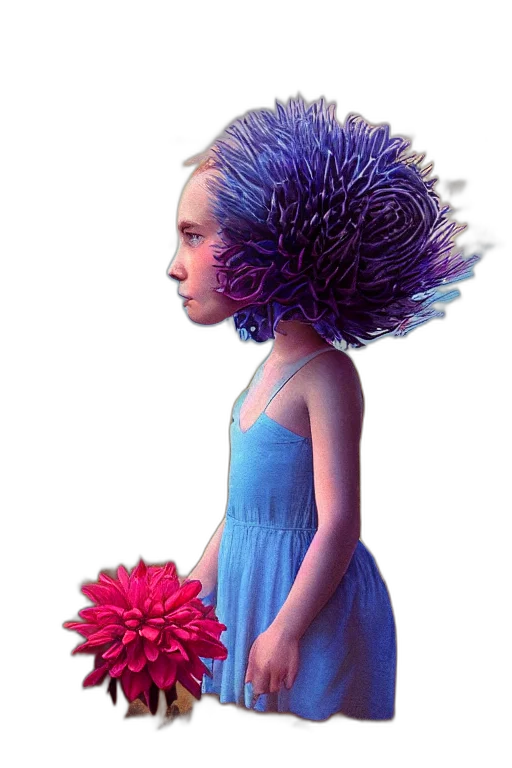 flower, crown, hair, dress, concept art, photorealistic, fantasy art, 3d render transparent PNG cut-out