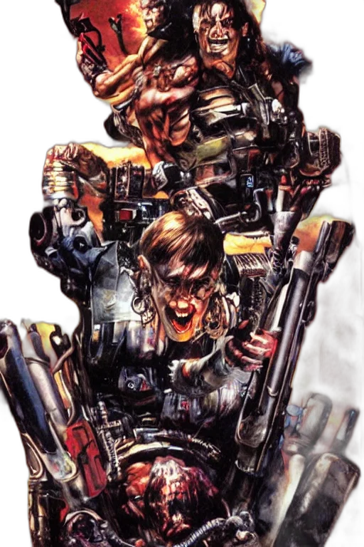 robot, weapon, cyberpunk, concept art, comic book art, photorealistic, movie, poster transparent PNG cut-out