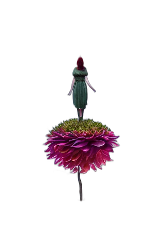 flower, dress, staff, crown, 3d render, concept art, photorealistic, fantasy art transparent PNG cut-out