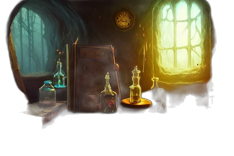 furniture, concept art, fantasy art, 3d render, watercolor, fog, fire, underwater transparent PNG cut-out