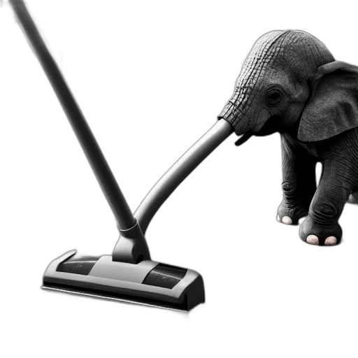staff, animal, weapon, creature, 3d render, elephant, vacuuming, grey transparent PNG cut-out
