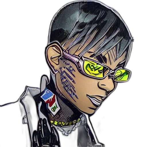 jacket, face, robot, weapon, cyberpunk, cartoon, comic book art, concept art transparent PNG cut-out