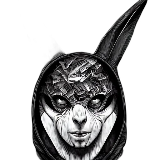 mask, face, hat, animal, comic book art, fantasy art, concept art, photorealistic transparent PNG cut-out