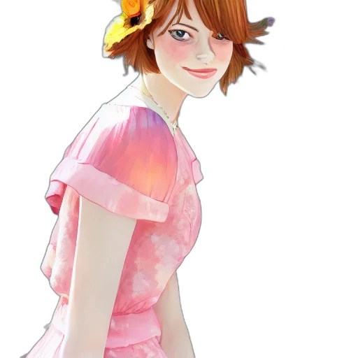 dress, flower, staff, face transparent PNG cut-out