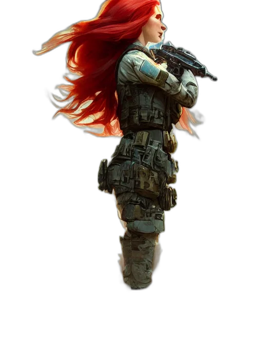 weapon, hair, staff, concept art, fantasy art, comic book art, 3d render, red transparent PNG cut-out