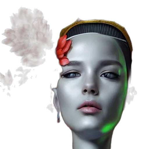 robot, face, crown, mask, photorealistic, cyberpunk, 3d render, concept art transparent PNG cut-out