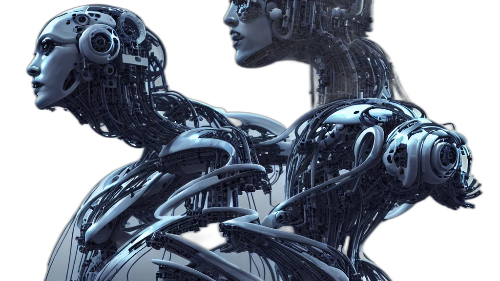robot, cyberpunk, concept art, comic book art, 3d render, robotic, cybernetic, symbiosis transparent PNG cut-out