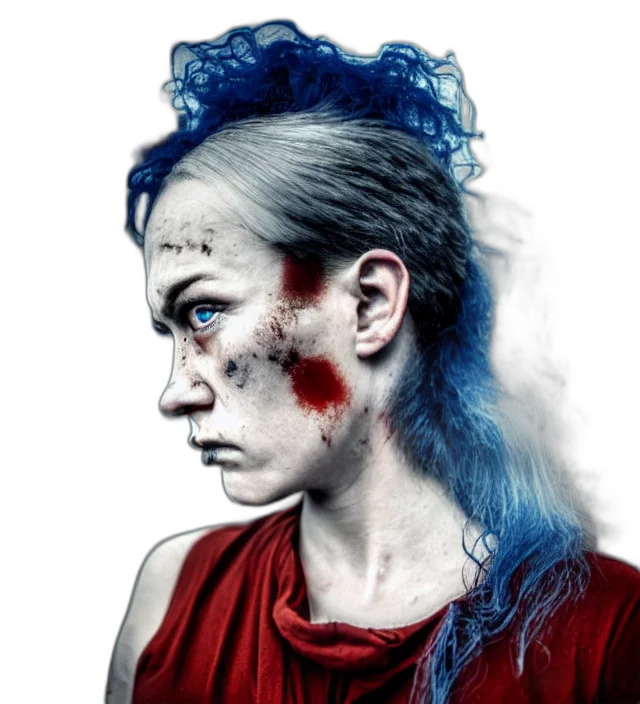 face, mask, hair, photorealistic, concept art, cyberpunk, comic book art, blue transparent PNG cut-out