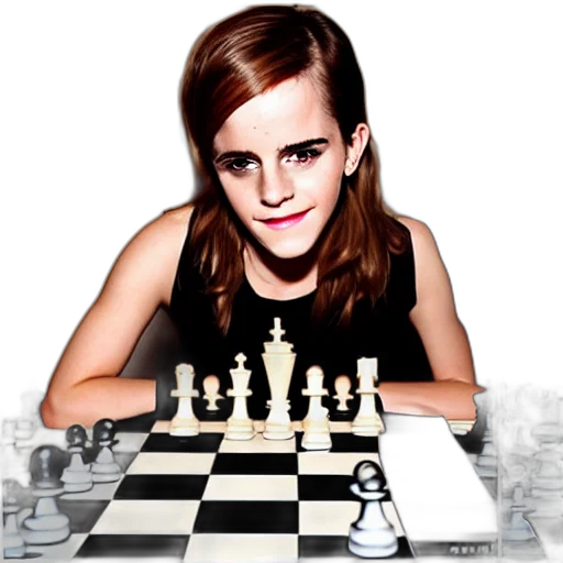 face, animal, photorealistic, concept art, emma, watson, playing, chess transparent PNG cut-out