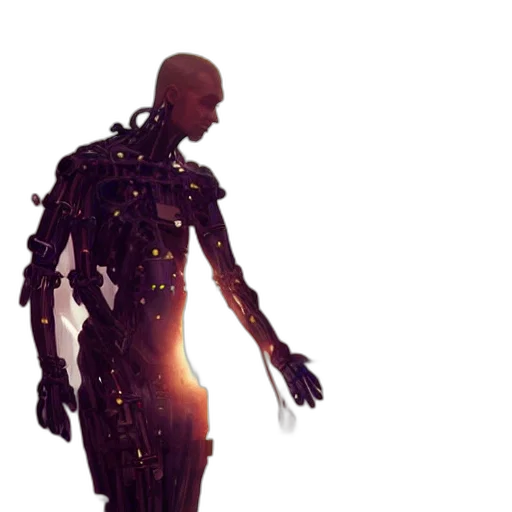 robot, creature, dress, staff transparent PNG cut-out