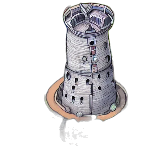 building, crown, robot, bottle, concept art, 3d render, watercolor, photorealistic transparent PNG cut-out
