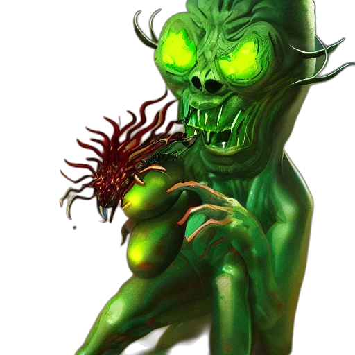 creature, mask, concept art, fantasy art, comic book art, pixel art, green, cucumber transparent PNG cut-out