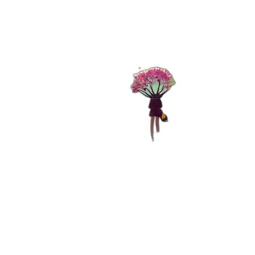 flower, staff, umbrella, tree, pixel art, 3d render, concept art, vaporwave transparent PNG cut-out