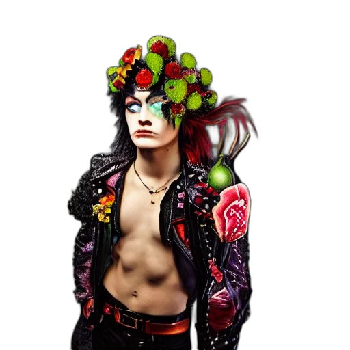 jacket, crown, flower, cyberpunk transparent PNG cut-out