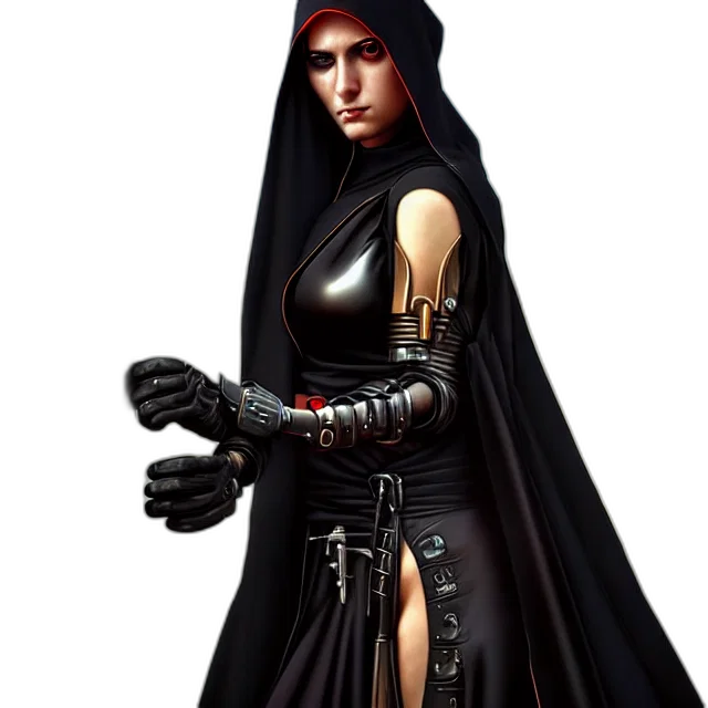 staff, dress, concept art, fantasy art, comic book art, cyberpunk, dark, nun transparent PNG cut-out