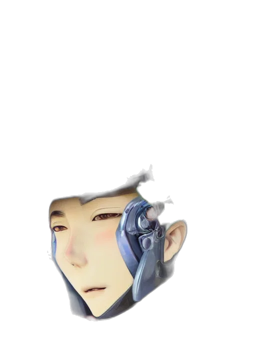 robot, mask, hat, face, 3d render, anime, vaporwave, concept art transparent PNG cut-out