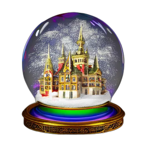 crown, hat, fantasy art, 3d render, snowglobe, golden, red, rocococastle transparent PNG cut-out