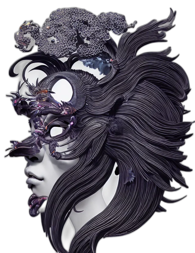 mask, hair, crown, face transparent PNG cut-out