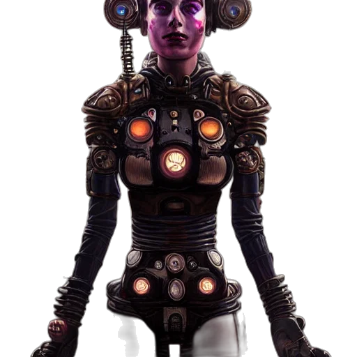 robot, dress, staff, jewelry transparent PNG cut-out