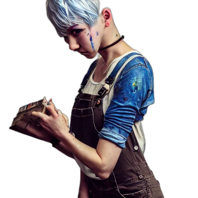 staff, robot, concept art, photorealistic, fantasy art, cyberpunk, blue, full transparent PNG cut-out
