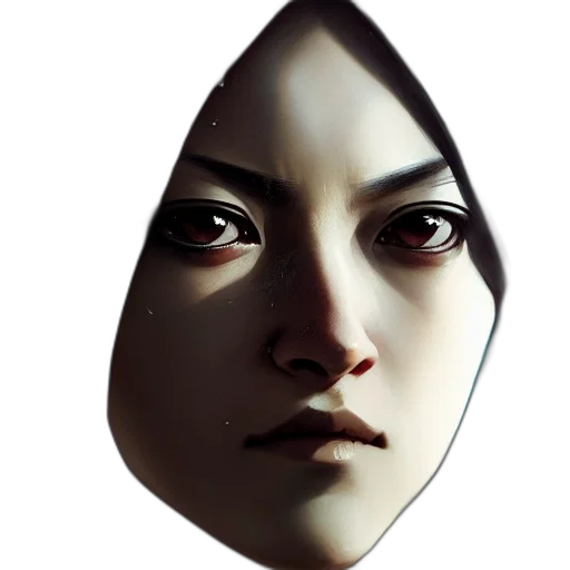 face, mask, crown, creature, photorealistic, concept art, 3d render, fantasy art transparent PNG cut-out