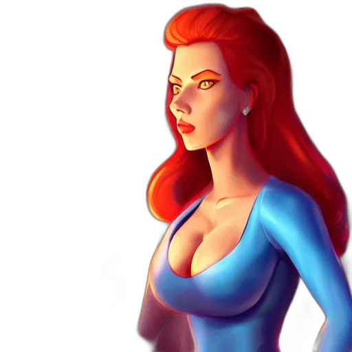 dress, comic book art, concept art, fantasy art, 3d render, blue, angry, scarlett transparent PNG cut-out