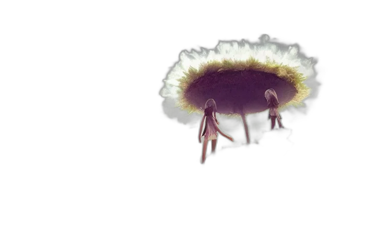 hair, umbrella, flower, creature, concept art, 3d render, watercolor, fantasy art transparent PNG cut-out