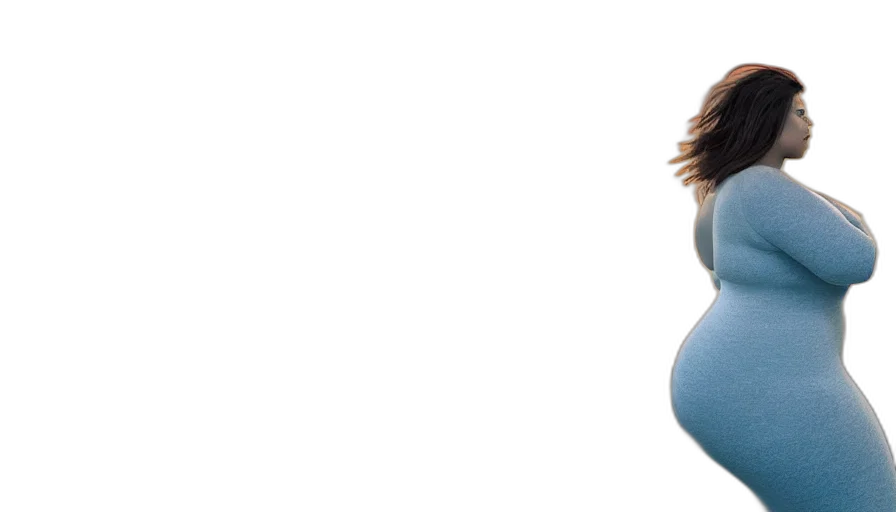 face, hair, staff, 3d render, photorealistic, concept art, blue, beautiful transparent PNG cut-out