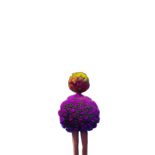 dress, flower, crown, jacket, 3d render, pixel art, concept art, vaporwave transparent PNG cut-out