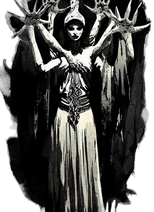 dress, staff, crown, comic book art, concept art, fantasy art, pencil sketch, fire transparent PNG cut-out