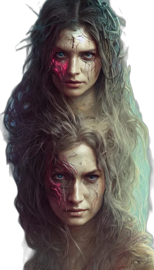 face, mask, hair, fantasy art transparent PNG cut-out
