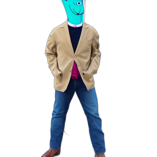 jacket, creature, staff, hat transparent PNG cut-out