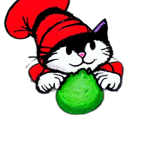 hat, staff, food, pixel art, cartoon, concept art, photorealistic, cat transparent PNG cut-out