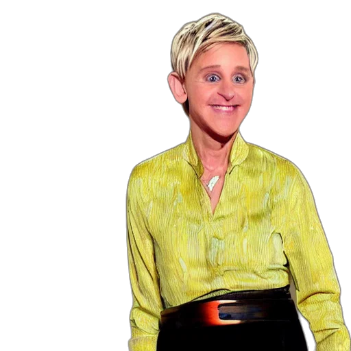 jacket, dress, robot, creature, 3d render, ellen, degeneres, coral transparent PNG cut-out