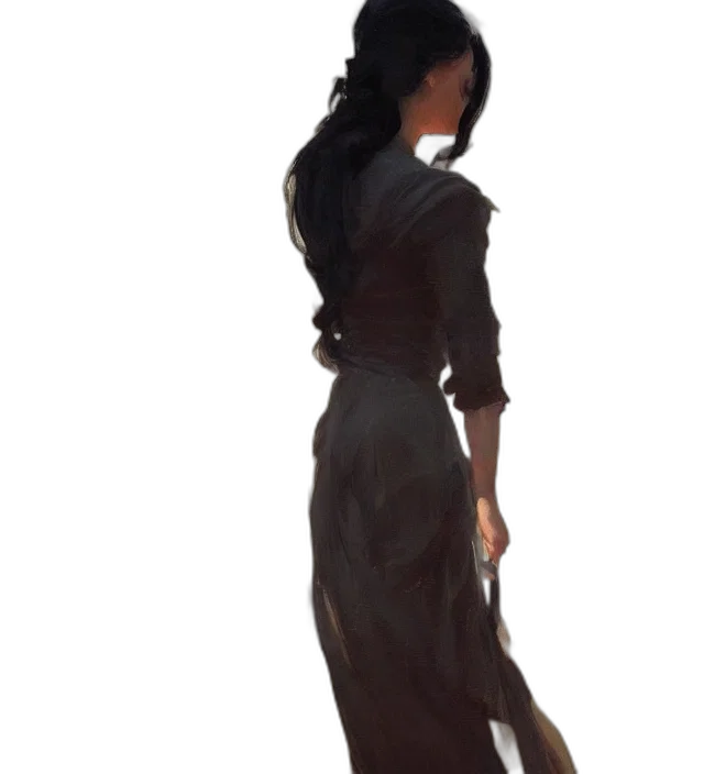 dress, staff, hair, jacket, concept art, 3d render, photorealistic, fantasy art transparent PNG cut-out
