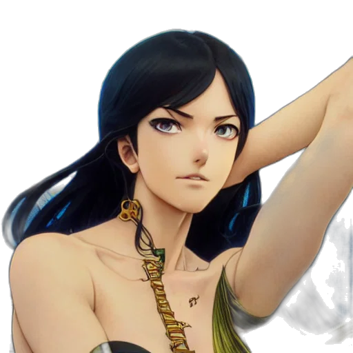 jewelry, staff, dress, face, fantasy art, concept art, anime, comic book art transparent PNG cut-out