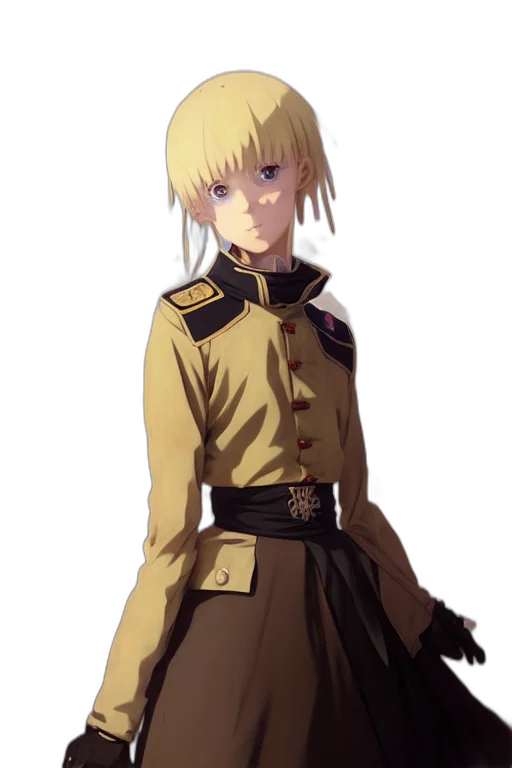 staff, jacket, dress, face, anime, concept art, pixel art, fantasy art transparent PNG cut-out