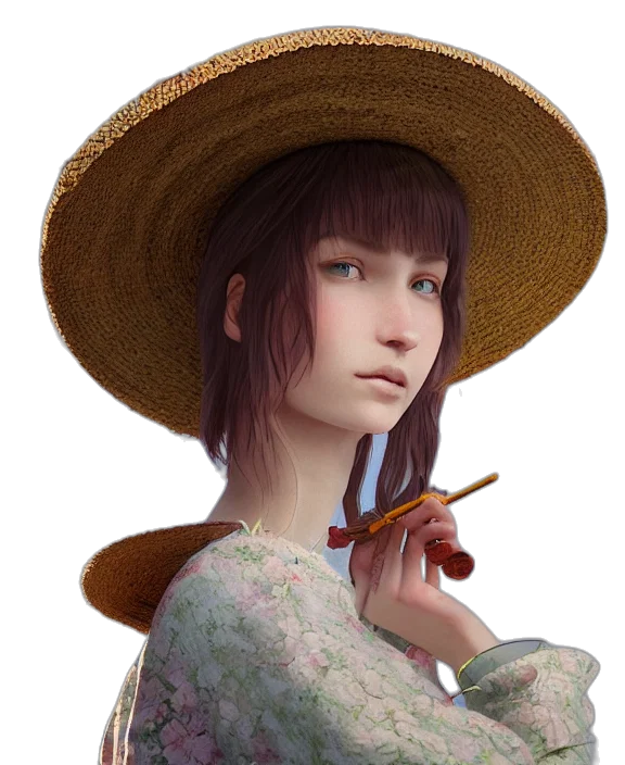 hat, face, staff, jewelry, photorealistic, fantasy art, oil painting, concept art transparent PNG cut-out