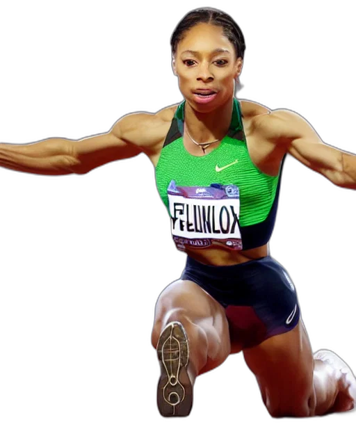 photorealistic, allyson, felix, crouching transparent PNG cut-out