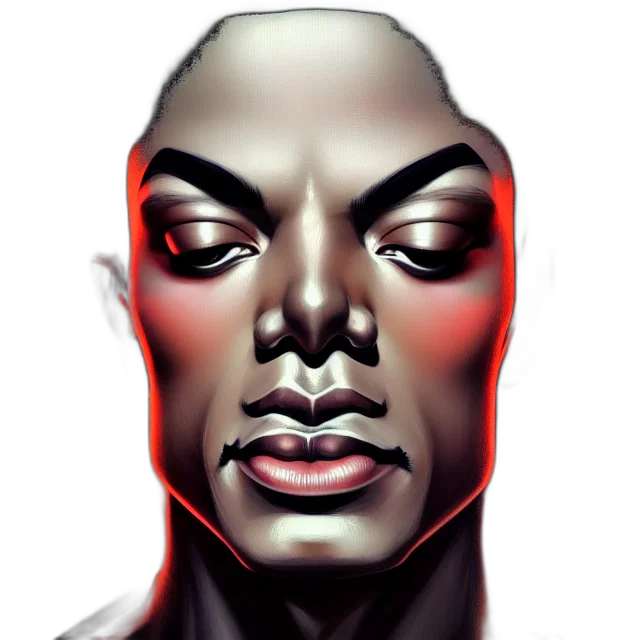 face, mask, comic book art, concept art, photorealistic, cyberpunk, red, symmetry transparent PNG cut-out