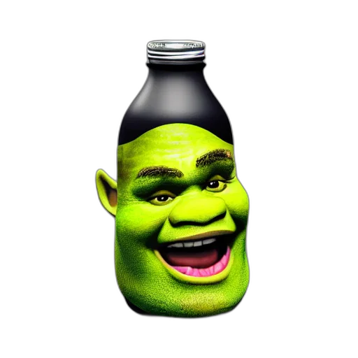 bottle, mask, creature, face, 3d render, photorealistic, concept art, cartoon transparent PNG cut-out